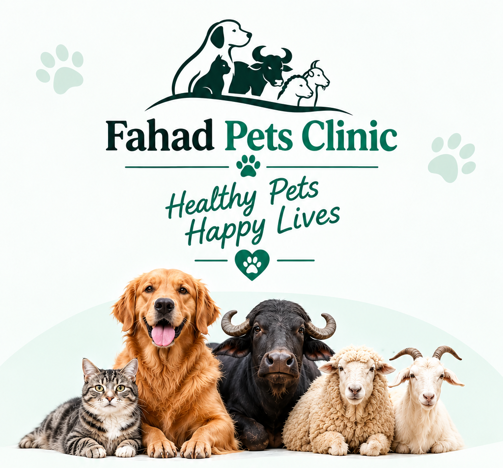 Dr. Fahad examining a dog at Fahad Pets Clinic